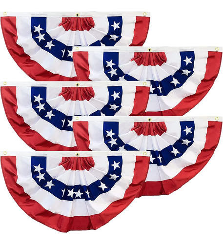 Surcvio 5 Pack Usa Bandera De Abanico Plisada, 1.5 X 3 Pies 