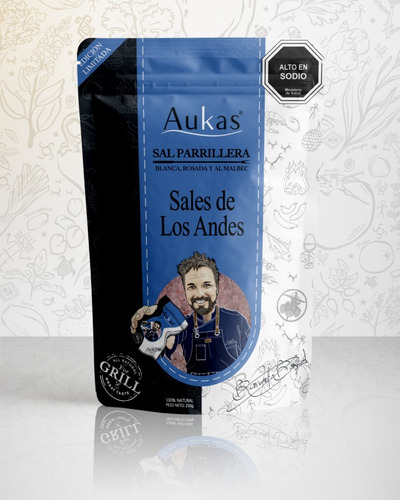 Imagen 2 de 4 de Sal Parrillera De Los Andes Doypack 250grs Aukas