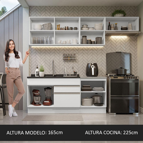 Cocina Integral Completa Modular Madesa Glamy 260cm 03 Blanco