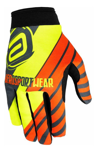 Luva Motocross Asw Race Moto Dna Laranja Fluor Cinza P