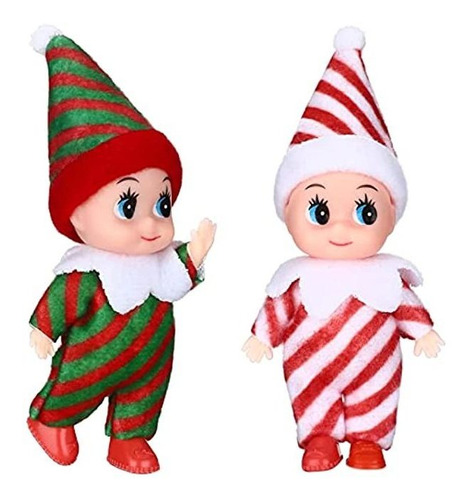 Muñeca De Elfo De Navidad De 2 Piezas Para Bebés Gemelos Pe