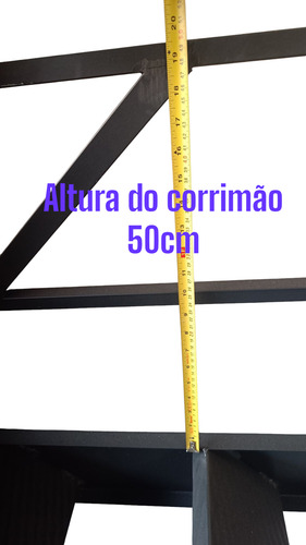 Escada Metálica Reta Com Corrimão 3,50m Altura Degrau 50cm Zarcão