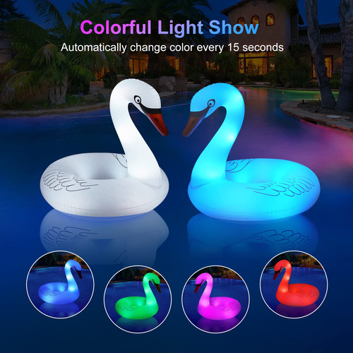 Flotador Inflable Forma De Cisne Con Luces Led De Colores
