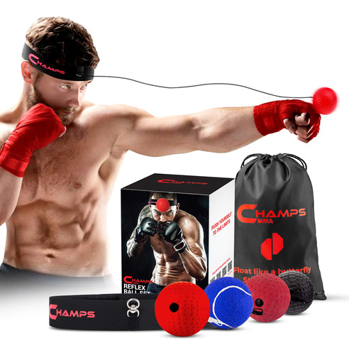 Pelotas Boxeo Reflex Juego 4 Diferentes Pesos Diadema Ajusta