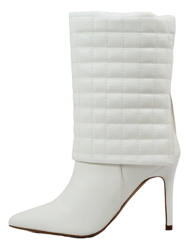 Botin De Tacon De Aguja Con Solapa Efe Modelo 17906 Blanco