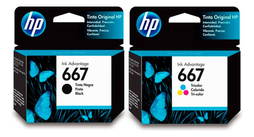 Combo De  Tinta Hp 667 Negro Y Color Original