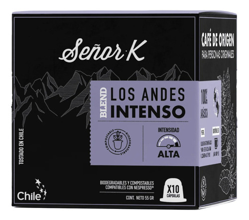 Capsulas Compatibles Con Nespresso Señor K Los Andes Intenso