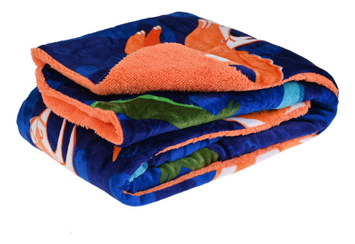Cobertor Para Cuna 2 Vistas Extra Suave Cobija Borrega Bebé Color Dinos