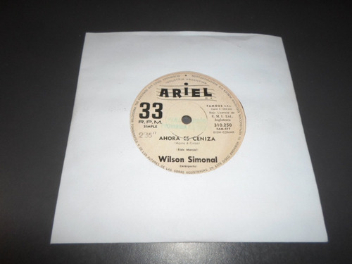 Wilson Simonal - Para Pedro / Ahora Es Ceniza * Simple Vinil