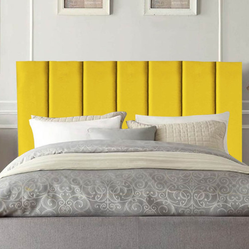 Cabeceira Estofada De Cama Casal 140 Cm Eloá Suede E Frame Cor Amarelo