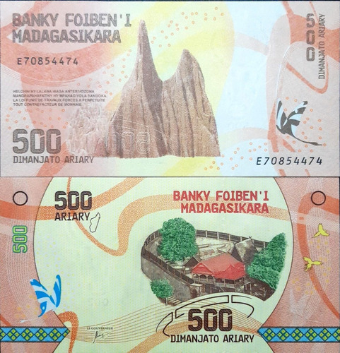 Imagen 1 de 1 de Madagascar 500 Ariaios Año 2017 Unc Numismatic Collection