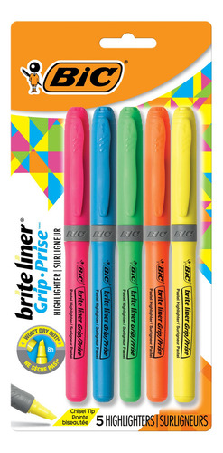 Resaltador Punta Cincel Brite Liner Grip 5 Colores Surtidos