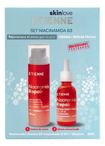 Set Niacinamida B3(crema,serum Facial). Etiene. 50ml 