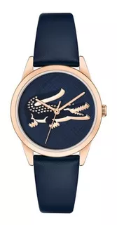 Reloj Lacoste Mujer Ladycroc Mini Azul Cuero 2001264 Color Del Bisel Rose Color Del Fondo Rose-azul