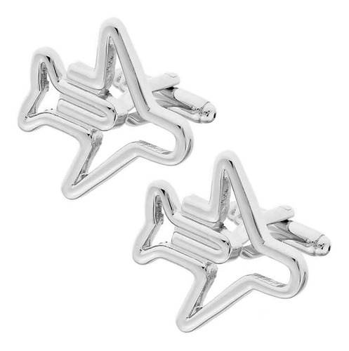 Mancuernillas Thot Ra Figura Avion Clip Para Camisa E-258 Color Plateado
