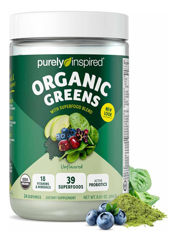 Polvo Organico Greens Purely Inspired Suplemento 24 Serv