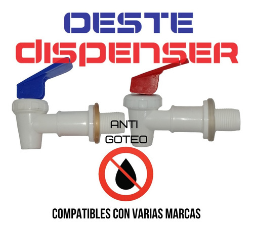 Imagen 3 de 8 de Juego De Canillas Blancas Para Dispenser Rosca Macho 16 Mm