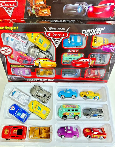 Kit 12 Carrinhos Mcqueen E Amigos Carros 3 Fricção Disney
