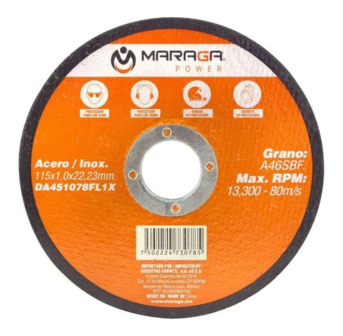 Disco Corte Acero 4 1/2 Pulgadas Maraga Power 100 Pzs