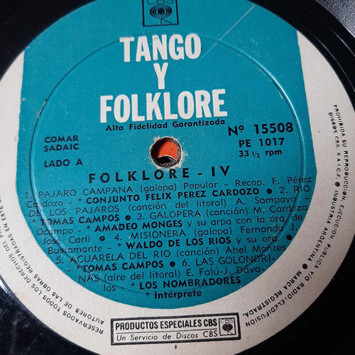 Sin Tapa Disco Folklore 4 Perez Cardozo Monges Campos F0