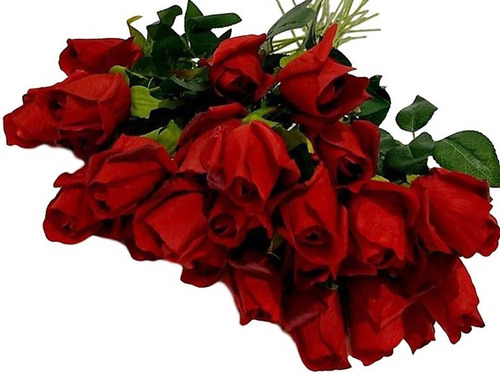 15 Rosas Artificiais Botão De Rosa Avulsa 53 Cm Vermelho | MercadoLivre