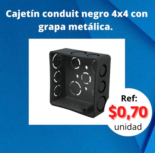 Cajetin Plástico Cuadrado Pvc 4x4 Grapa Metálica.