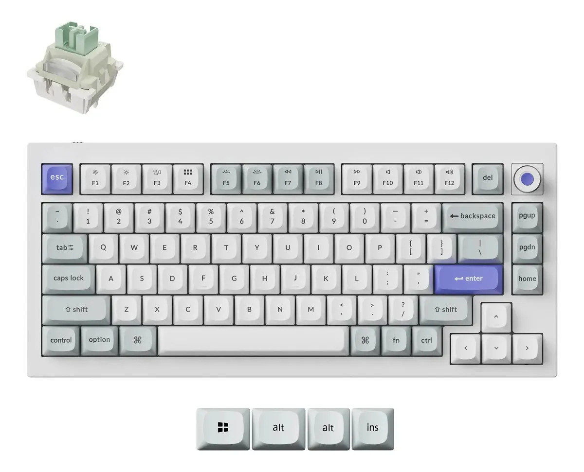 Teclado magnético Keychron Q1 He 8k 75% com fio RGB Hotswap branco EUA