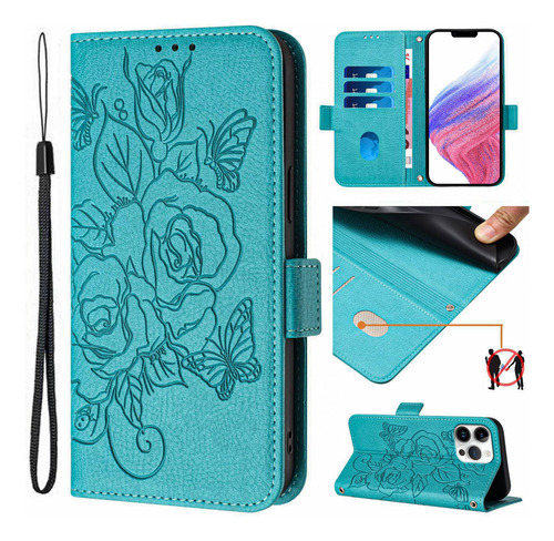 Funda Tipo Cartera De Piel 3d Con Forma De Flor Para Samsung Galaxy A06 A16 A26 A36 A56 A05s A15 A25 A35 A55 A04s A14 A24 A34 A54