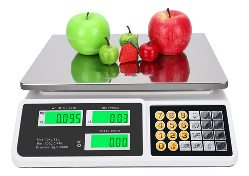 Bscula Peso Comercial Digital 88lb/40kg - Conteo De Alimento