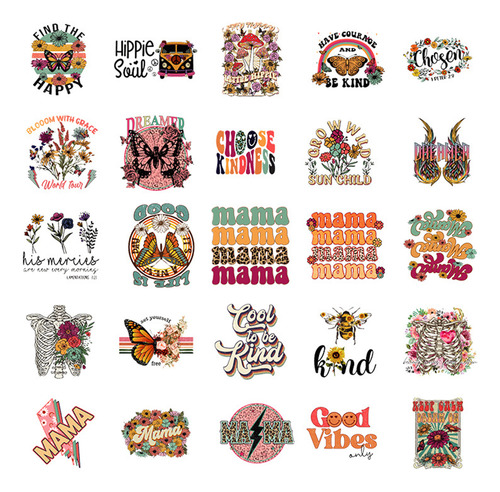 Pegatinas De Dibujos Animados De Arte Hippie Calcomanías Vi