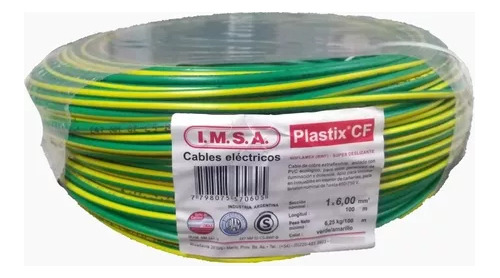 Cable Imsa Unipolar 6mm - Verde/amarillo - Rollo X 100m