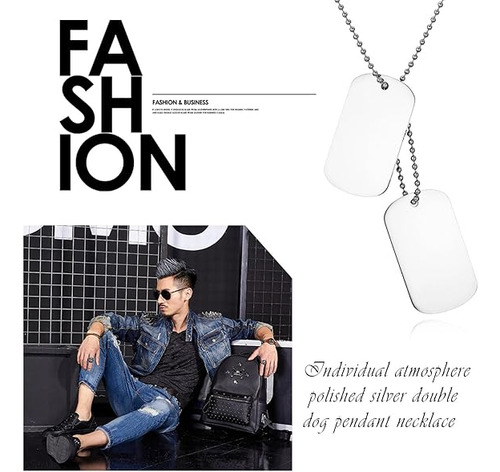 Collar Para Hombre Con Grabado, 2 Placas De Identificación Militares, Estilo Ejército, Colgante Con Cadena De 70 Cm, Color Blanco Y Negro Agregar Un Cuadro De Visualización