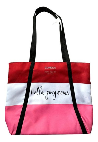 Bolsa Kate Spade/clinique New York Hello, Gorgeous Vermelho Listras Níquel Preto