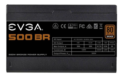 Fonte de alimentação para PC Evga BR Series 500 BR 500W  preta 100V/240V