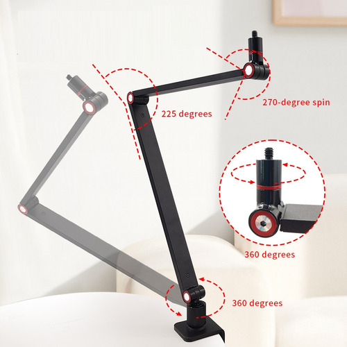 Pedestal Suporte Braço Articulado Rosca 1/4 Sm7b,mv7,podmic
