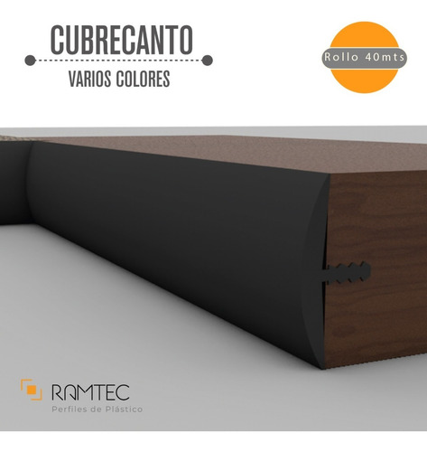 Cubrecanto Perfil T Semiflexible 15mm Ancho (rollo 40 Mts)