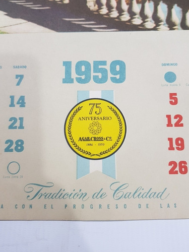 Imagen 6 de 8 de Antiguo Almanaque Agar Cross 1959 Roca Soler Arg Mag 58616