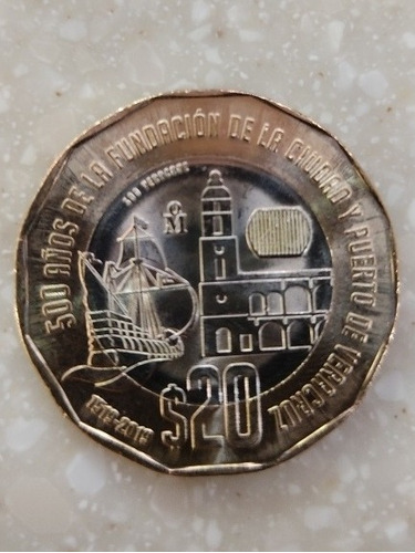 Moneda De $20 Conmemorativa Fundación De Veracruz 