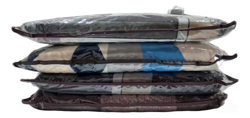 Juego De Sábanas C.d.o. 2 1/2 Plazas Americano 203x228 Cm Marrón Oscuro - Beige - Gris Y Negro Cuadro Moderno