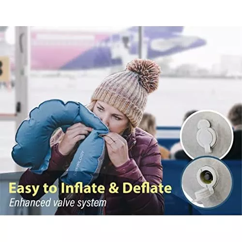 Almohada inflable de avión, almohadas de viaje para el cuello, almohadas  compactas y portátiles de apoyo para la cabeza y el cuello en vuelo, cojín