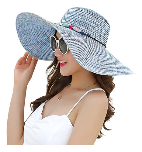Sombrero De Paja De Ala Grande De Verano For Mujer, Sombrer