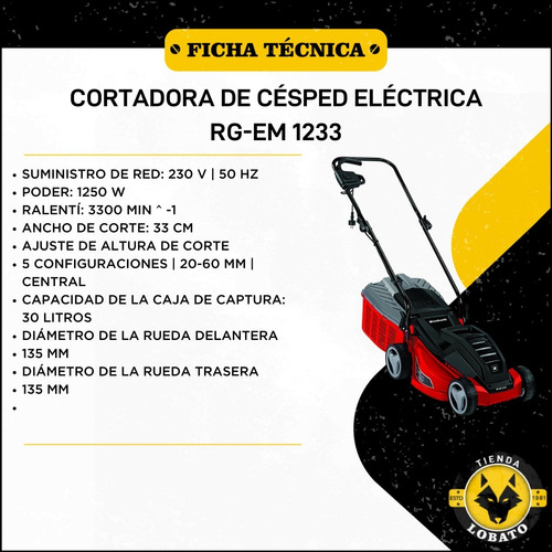 Imagen 4 de 10 de Cortadora De Pasto Eléctrica Einhell Rg-em 1233 1250w Y 230v