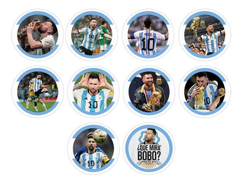 10 Pines Prendedores Messi Copa Campeon Mundial Argentina