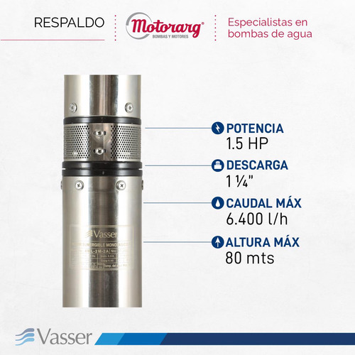 Imagen 2 de 12 de Bomba Sumergible De Pozo Vasser De Motorarg Bs4 -150 + Table