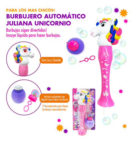 Burbujero Juliana Unicornio, Automático Luz Y Sonido - 11445 Color Fucsia