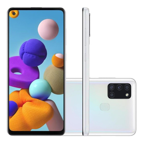 Celular Samsung Galaxy A21s Branco 64gb Cam 48mp 8mp 2mp 2mp