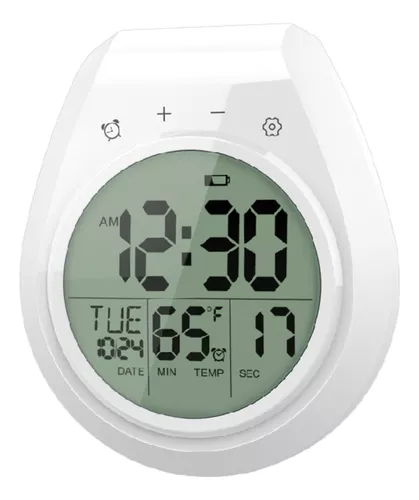 Reloj de ducha impermeable, reloj temporizador de ducha táctil (blanco)