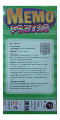 Juego De Mesa Plastigal 605 Memo Frutas Memoria Didakta