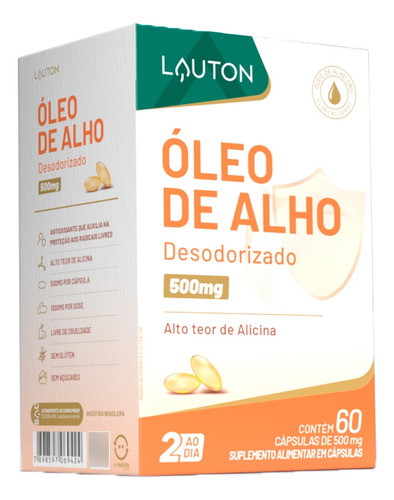 Óleo De Alho Com Alicina Lauton 60 Cápsulas