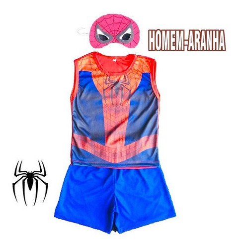 Fantasia Infantil Meninos Homem Aranha Mascara Super Herois 